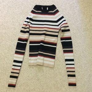 Mock neck ribbed cropped long sleeve